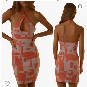 Pink/ Orange Print Mini Dress